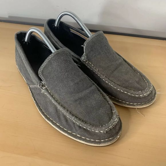 Margaritaville Shoes Margaritaville Mens Santa Cruz Loafer Shoes Gray Moc Toe Frayed Slipon